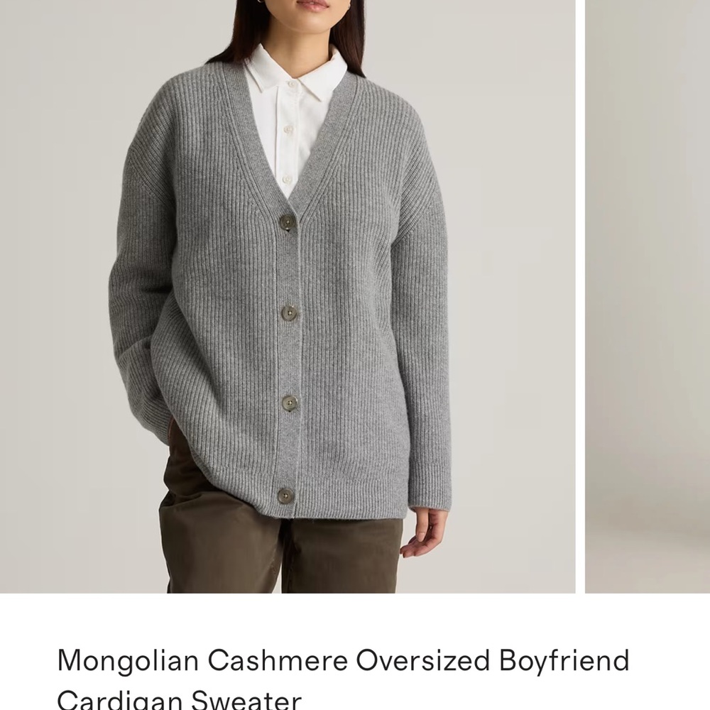 Quince Mongolian Cashmere Oversized Boyfriend Cardigan